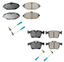 Akebono Euro Front & Rear Ceramic Brake Pads Wear Sensors Kit for Benz W205 C300