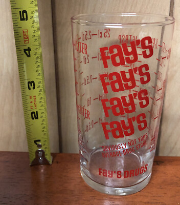 Vintage Defunct Fay's Drug Store Buffalo New York Glass 8 OZ 