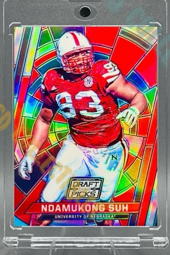 Ndamukong Suh STAINED GLASS PRIZM REFRACTOR PANINI CORNHUSKERS LIONS SP MINT