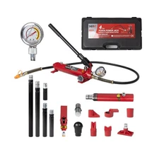 Hydraulic Ram - 4 Ton (8800 lbs) - Porta Power Jack - 18-PC Set - w/Case & Gauge