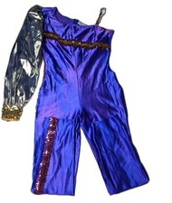 Vintage Moore  s Dancewear Ice Skating Costume Blue Purple Sequin Adult Small