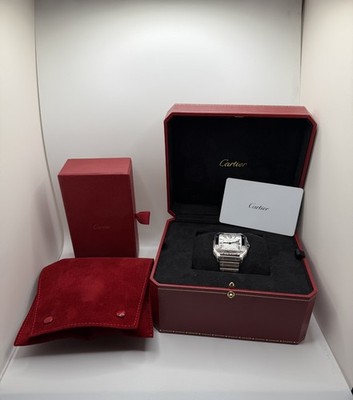 2025 Cartier Santos Medium WSSA0029 Silver Dial Auto Full Set + Cleaning Kit