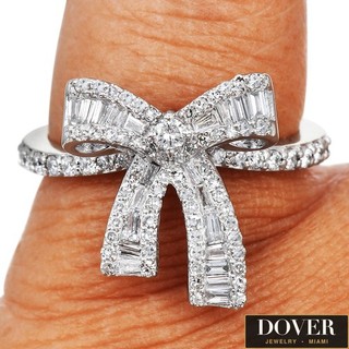 EFFY Diamond 14K White Gold Bow Knot Ribbon Ring 4.6 Grams NR