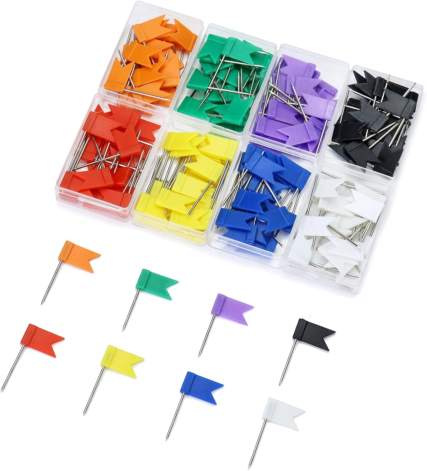 ® 160 Pcs Multicolored Map Pins, Flag Push Pins Map Tacks with Steel Point for P