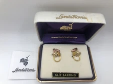 Vintage Landstrom’s 10K Black Hills Grapes Leaves Tri Gold Clip On Earrings