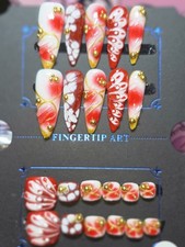 Press On Nails Handmade Large Almonds Red,whi...