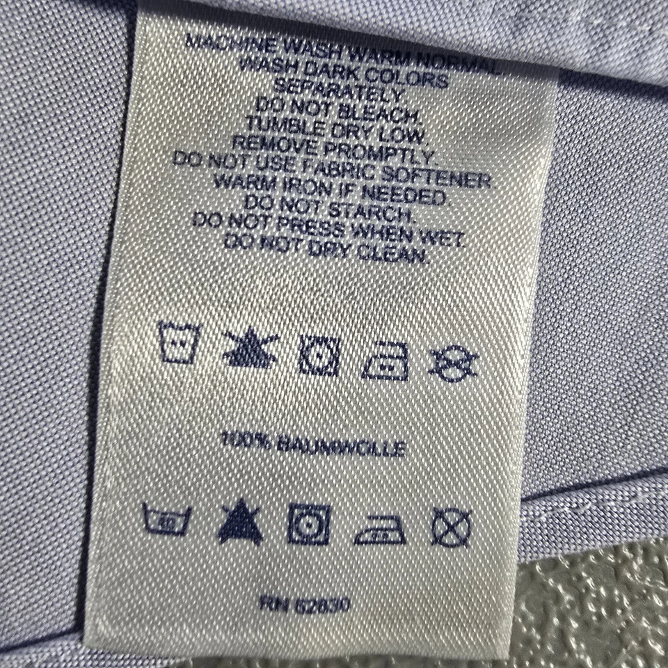 Camisa Oxford Lands' End No Iron Pinpoint Hombre 16-34 Azul Abotonada 100% Algodón Foto 3 de 4