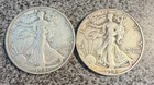 LOT OF 2 - 1941 S 50C SILVER WALKING LIBERTY HALF DOLLARS