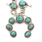 Southwest Sterling Silver Turquoise 32" Feather Squash Blossom Necklace #S5593-2 — photo 3