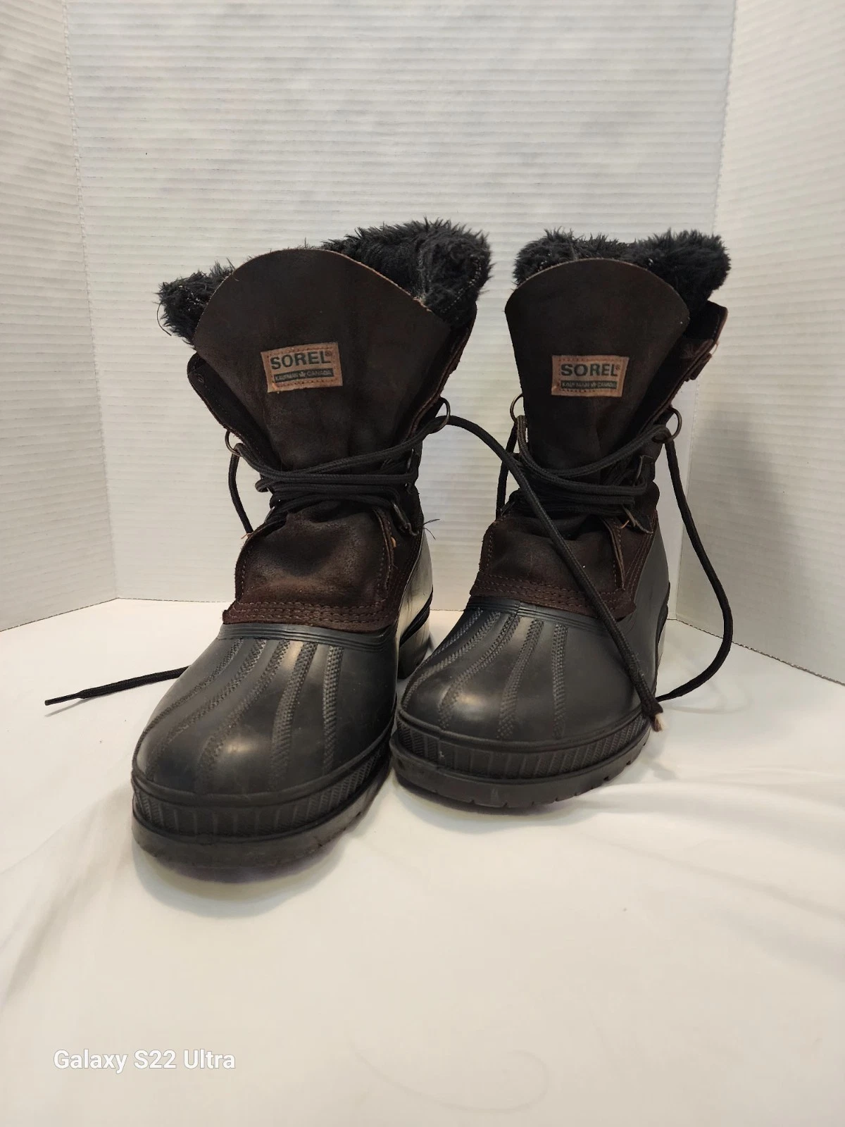 Sorel Kaufman Steel Shank Black/BrownLeather Winter Snow Boots Sz 11