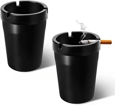 2PCS Car Ashtray, Automotive Self-Extinguishing Ashtray with Lid Smell Proof, Sm