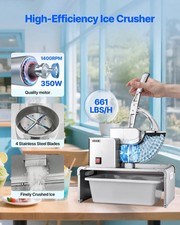 Commercial Ice Shaver Machine, 661 LBS/H Electric Ice Crusher with Replaceable C