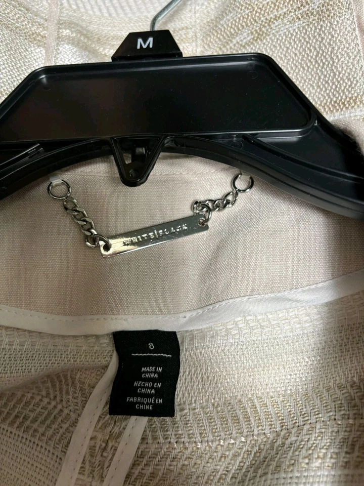 White House Black Market Moto Career Jacket Womens Sz 8 Striped Classic Full Zip - Image 3 of 4