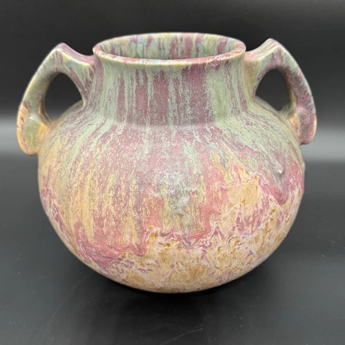 ANTIQUE ROSEVILLE COTTON CANDY THICK GLAZE  ART POTTERY BOWL VASE