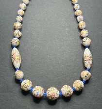 Collana di perle veneziane in vetro di Murano per torta nuziale vetro laureato bianco