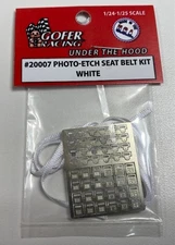 Gofer Racing 1/24  1/25 Photo-Etch Seat Belt Kit Seat #20007 White