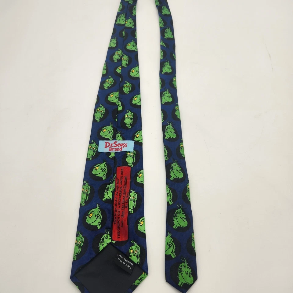 Corbata de poliéster vintage azul marca Dr Seuss How The Grinch robó Navidad Foto 4 de 4