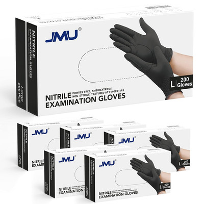 Black Nitrile Gloves Medium Bulk, Case of 1200, 3.5Mil, Latex Free Powder Free