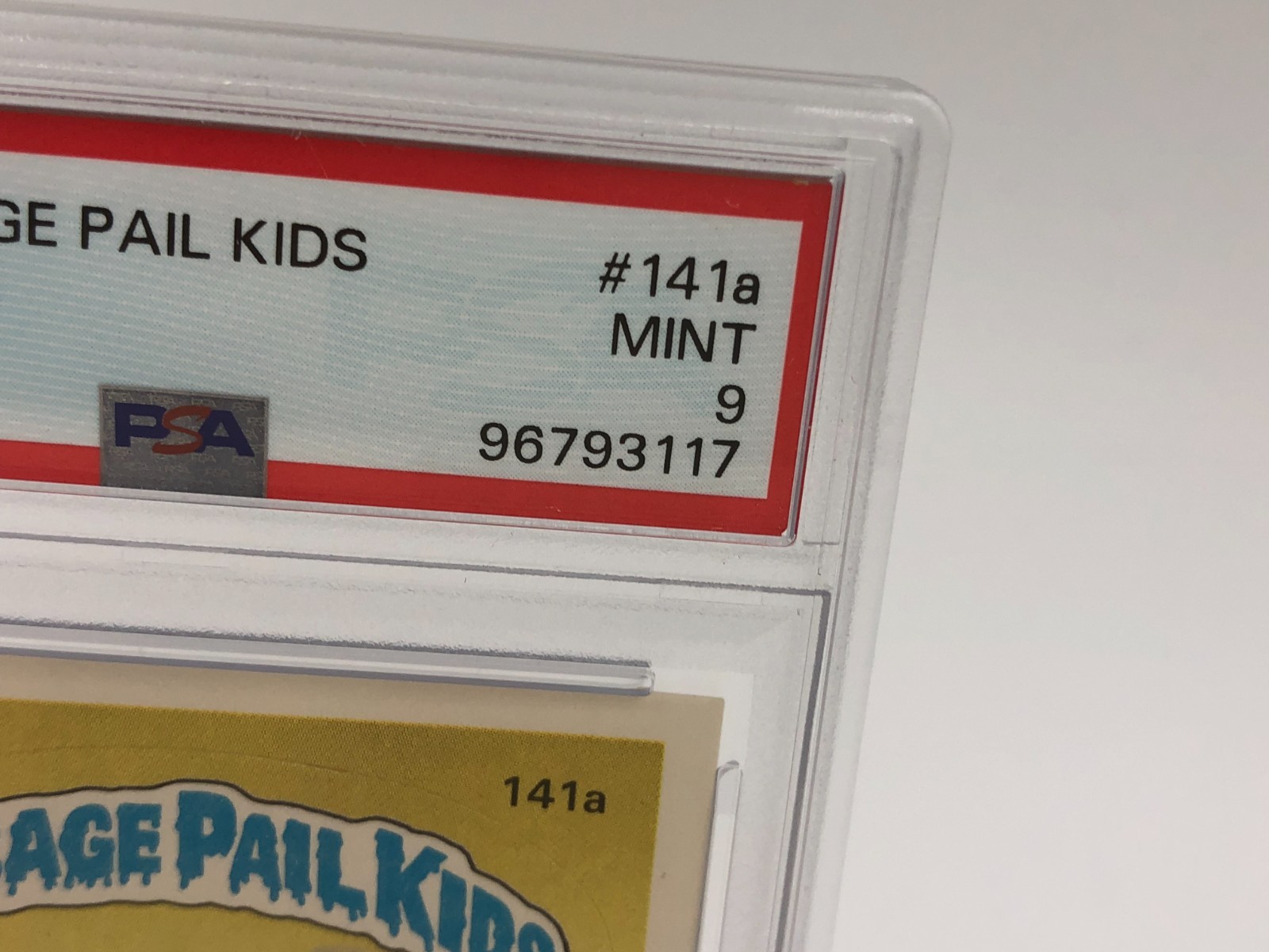 1986 GARBAGE PAIL KIDS Trading Stickers ASHLEY CAN #141a graded slab PSA MINT 9 view 7