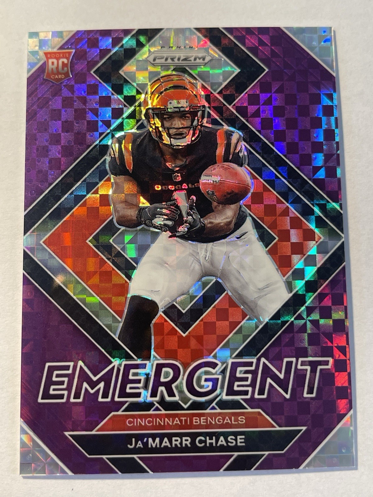 JA’MARR CHASE 2021 Prizm Emergent Purple Power /49 RC E-7 Cincinnati Bengals WR1