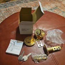 Single Cylinder Deadbolt 2 Keys Gold tone Universal Left/Right Key Code 23323
