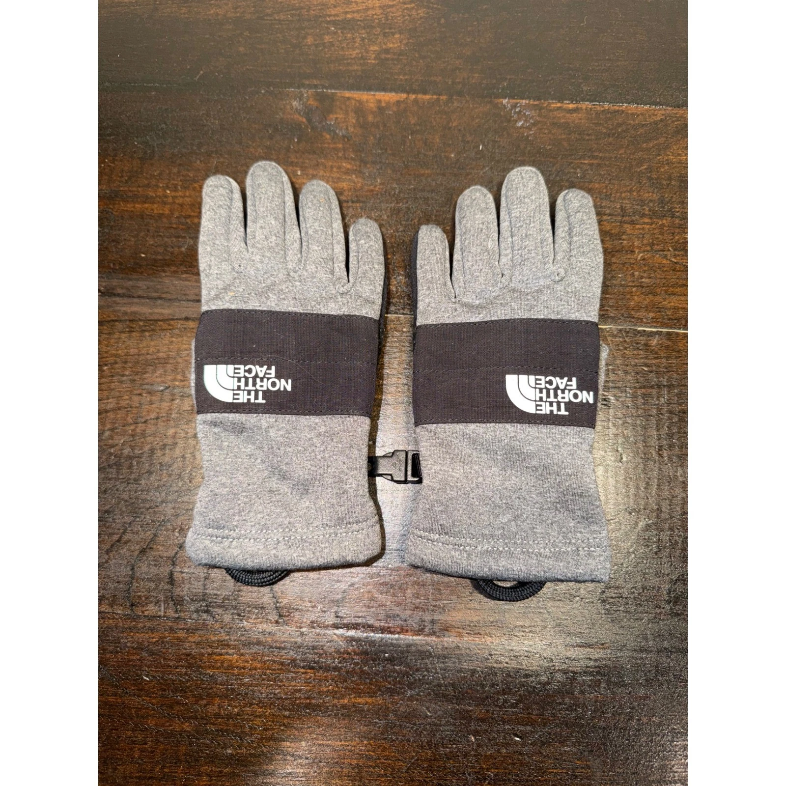 The North Face Kids Gray Black Etip Fleece Lined Winter Gloves Size 5 M/M