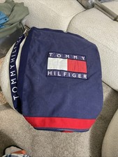 Vintage 90s Tommy Hilfiger Big Logo Spell Out Flag Duffle Weekender Bag
