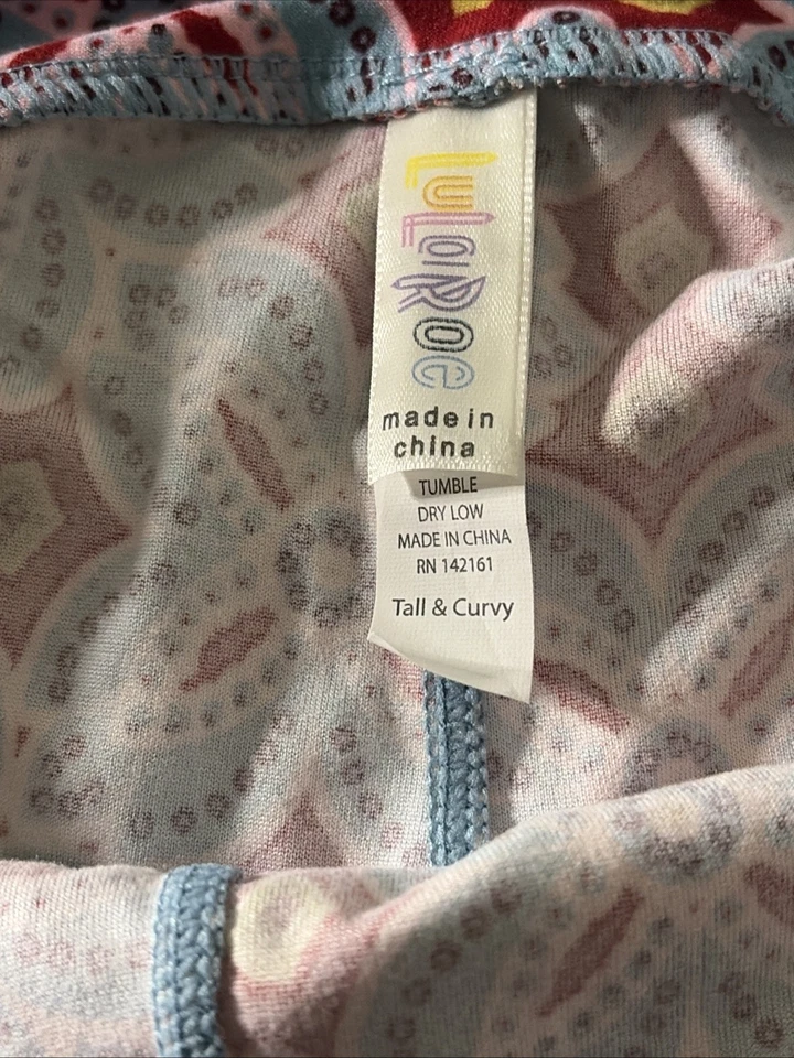 Leggings LuLaRoe Flores Azul Claro y Rojo Talla TC (12-18) Nuevos Sin Etiquetas Foto 4 de 4