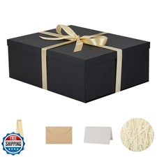Extra Large Gift Box with Lid 17x13x6 Inches, Black Gift Boxes for presents P