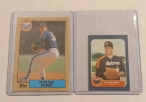 Nolan Ryan Houston Astros 1986 Topps #757 & Fleer Mini #65 Two Card Lot