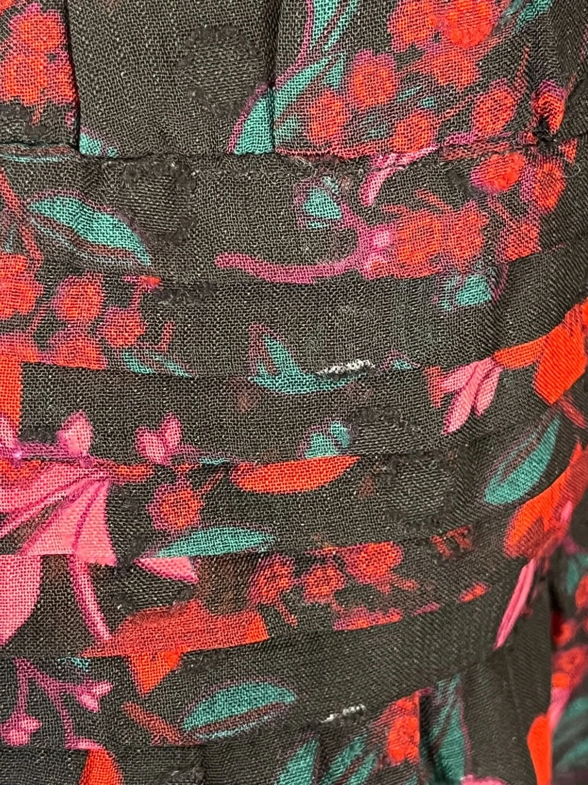 VETEMENTS Abito Draper James 2X Rosso Floreale Midi Clip Dot Manica a sbuffo Femminile Boho Western