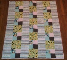 Pink Baby Crib Quilt-Stripes/dots/chenille Soft Cuddly Texture 31 x 40 Nursery