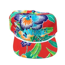 Vintage Anixter Hawaiian Floral Rope Snapback Hat Cap San Sun Red Green