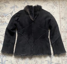 Nicole Farhi Chocolate Brown Soft Fur Unusual Slip On Jacket Size It42 Uk 8/10