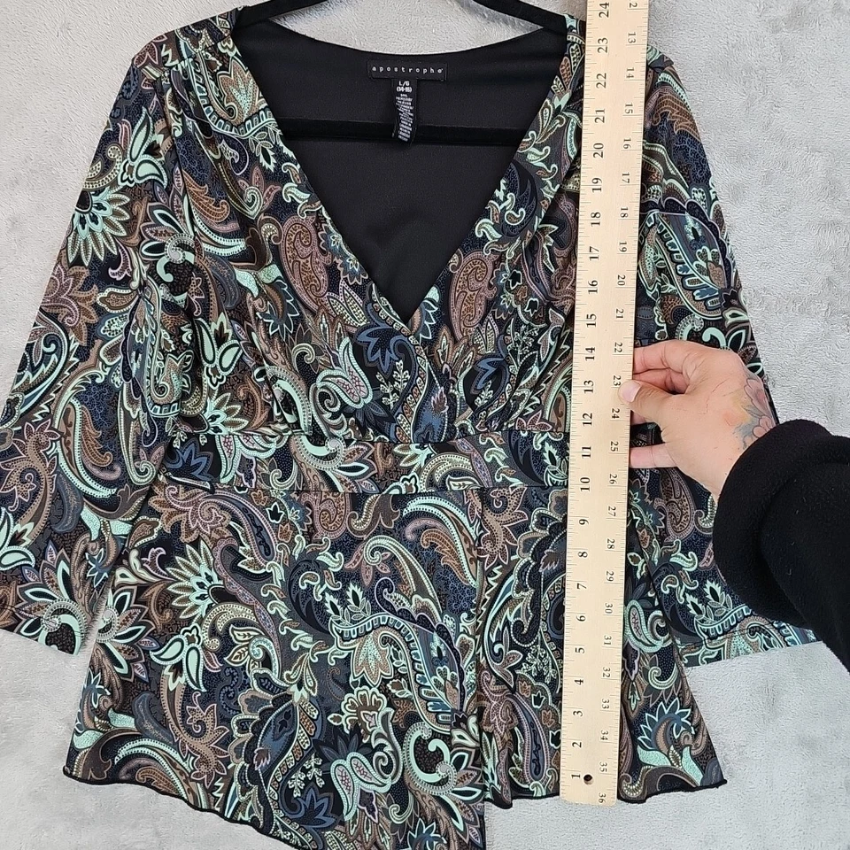 Babydoll Apostrophe Y2K Top Feminino XL Escuro Multicolorido Boho Paisley Assimétrico - Imagem 4 de 4