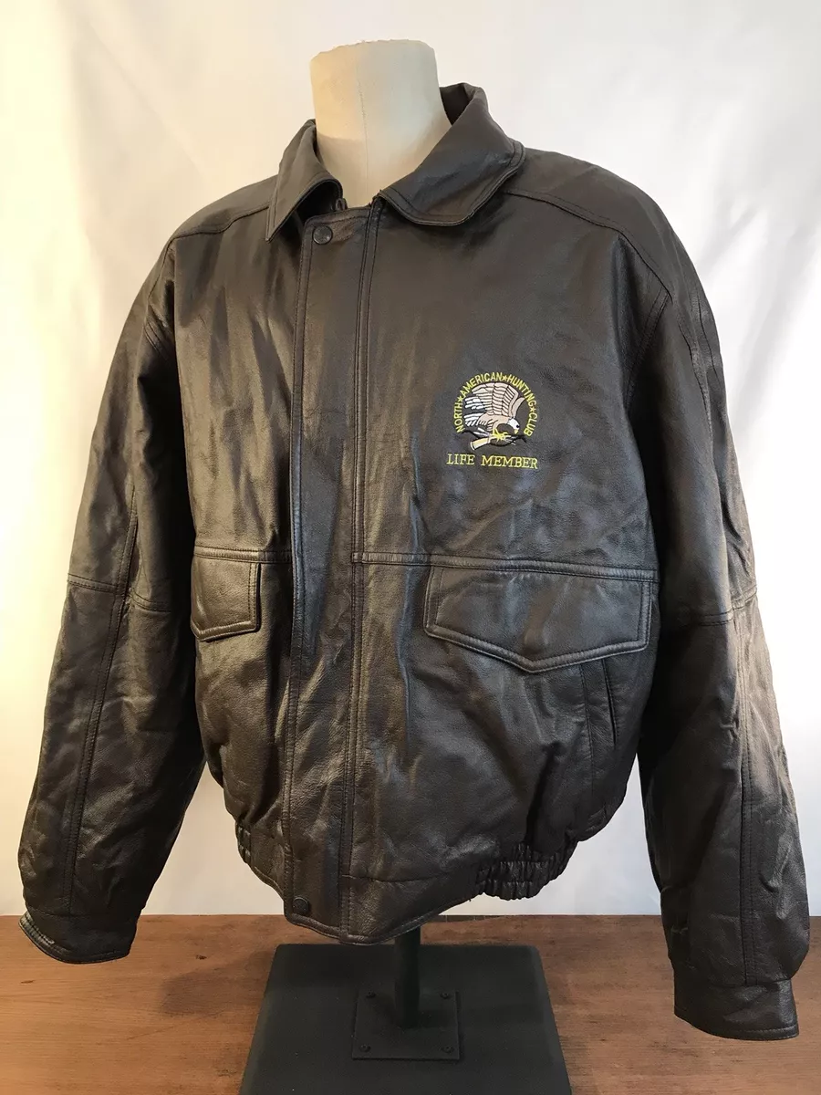 North American Hunting Club Life Member Leather Bomber Jacket Men's  XXL (J2)