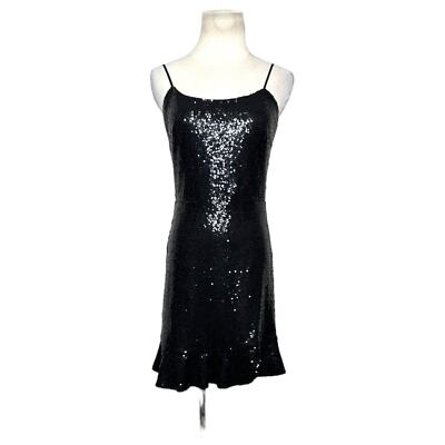 #ad Aqua black sequin sleeveless mini dress size M $23.50