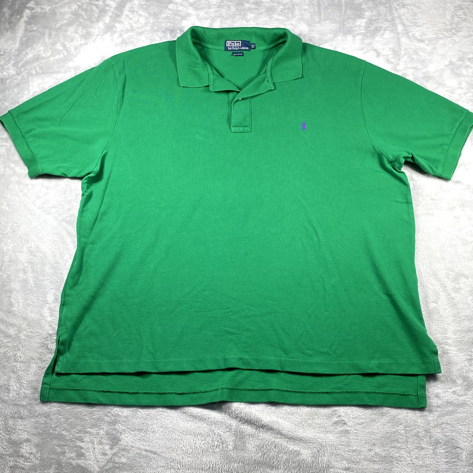 Vintage Polo By Ralph Lauren Mens 2XL Big Polo Shirt Green W/ Purple Pony