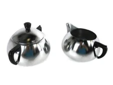 Demeyere Silver Colored  Creamer Set Sugar Bowl Milk Jar Marked Gorgeous Stainle