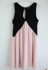 NASTY GAL Black Cut out Sleeveless Dress with Pink Chiffon Skirt Sz Small S EUC
