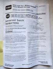 TORO model 51592 Rake And Vac Blower/Vacuum Super Blower/Vacuum Operators Manual