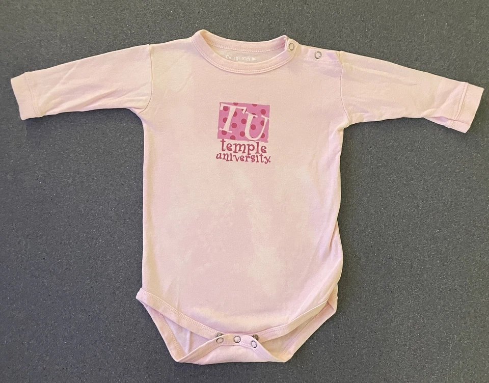 Temple University Owls Girls Bodysuit Romper 18 Months Pink Tye Die NCAA Baby - Image 4 of 4