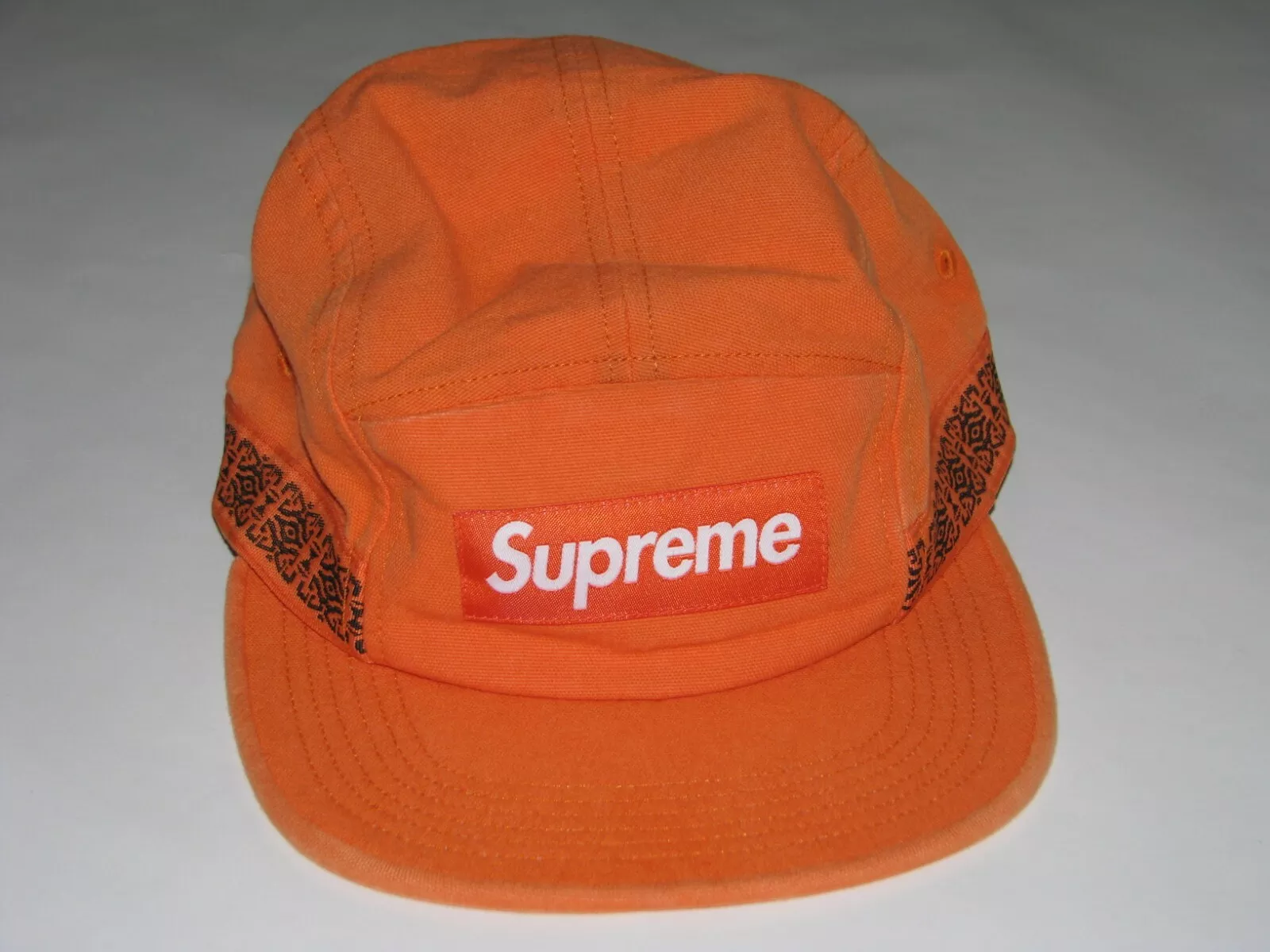 Casquette de camp sur bande latérale SUPREME ORANGE chapeau à bretelles réglable NEUF S/S 2019 fabriqué aux États Unis