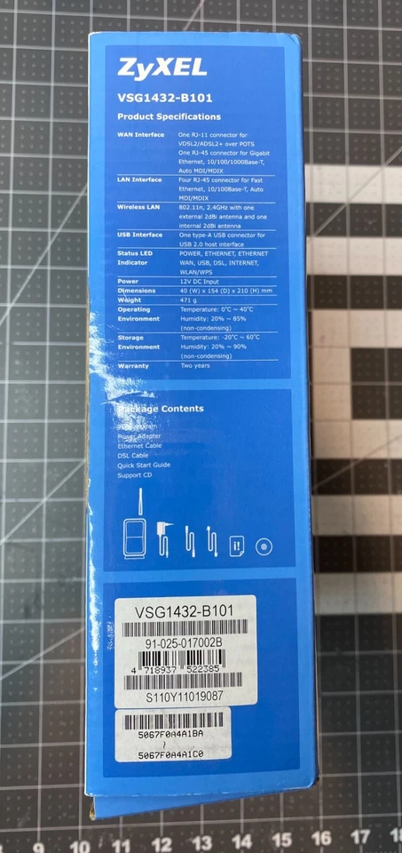 ZyXEL VSG1432-B101 802.11n Wireless VDSL2 4-port Gateway - Image 3 of 4