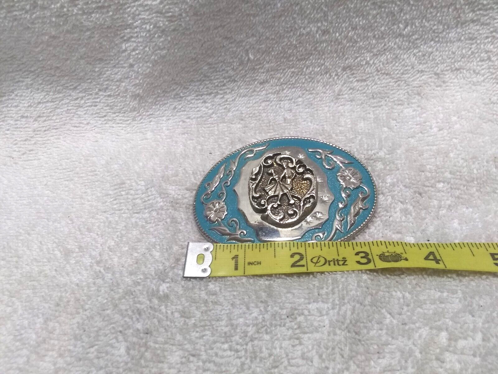 Silver Blue Ballroom Dancing Engraved Flowers Sil… - image 6