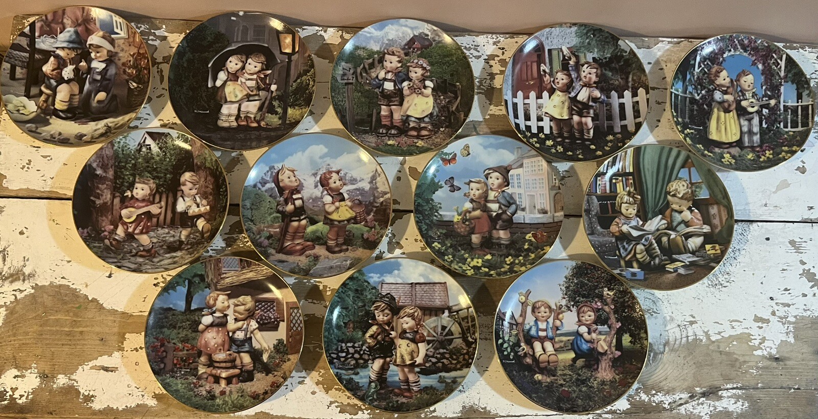 Vintage 1990 Set Of 12 M.I. Hummel Little Companions Plates - The Danbury Mint