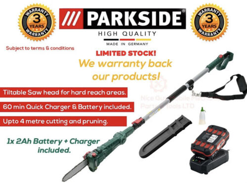 Parkside Cordless Telescopic Pole Chainsaw 20V Li-ion Battery & Charger WARRANTY - Picture 1 of 11
