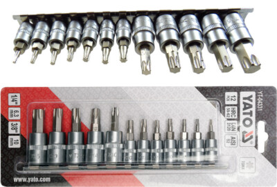 Torx Steckschlüssel Satz 12-tlg 1/4'' +3/8'' Innen Torx Nüsse Set 