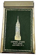 Vintage New York Empire State Building Brass Note Pad Holder Hold-a-Note 5” USA