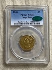 1846 $5 Gold Liberty Half Eagle Large Date Pcgs Xf45 Cac Approved Lovely Surface